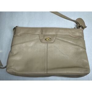 Glorious Genuine Leather Crossbody Bag • Taupe Beige Purse • Vintage Shoulder
